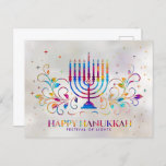Colorful Menorah Swirl Ornament Happy Hanukkah Postcard<br><div class="desc">Colorful Menorah Swirl Ornament Happy Hanukkah</div>