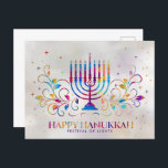 Colorful Menorah Swirl Ornament Happy Hanukkah Postcard<br><div class="desc">Colorful Menorah Swirl Ornament Happy Hanukkah</div>