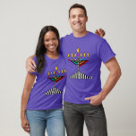 Colorful Menorah T-Shirt<br><div class="desc">The vivid colors of this menorah stand out against the brilliant hue of this eye-catching tee.  Back features smaller image.  ~ karyn</div>