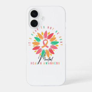 Colorful Mental Health Awareness Sunflower Ribbon iPhone 16 Case