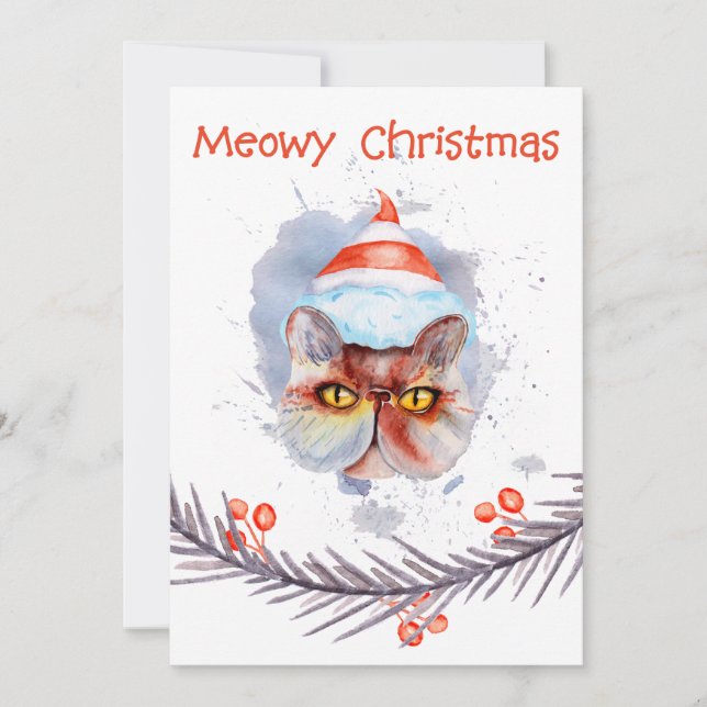 Colorful Meowy Christmas Holiday Card (Front)