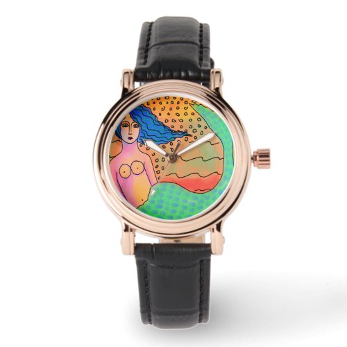 Colorful Mermaid Abstract Art Watch