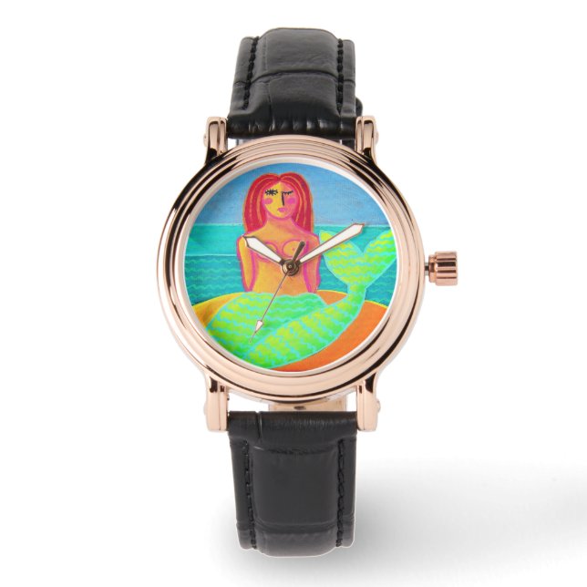 Colorful Mermaid Abstract Wearable Art Watch (Front)