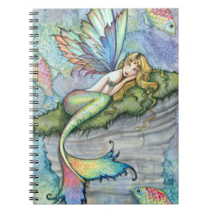 Colorful Mermaid and Carp Fish Fantasy Art Notebook