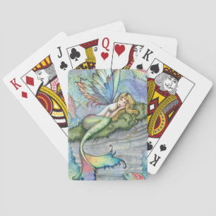 Colorful Mermaid and Carp Fish Fantasy Art Poker Cards