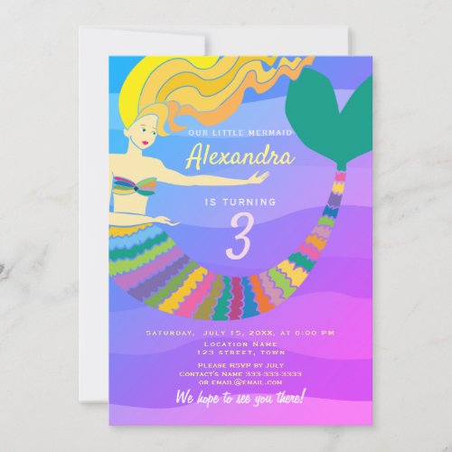 Colorful Mermaid Birthday Invitation