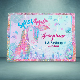 Colorful Mermaid custom birthday Large Gift Bag
