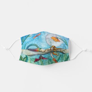 Colorful Mermaid Fantasy Art by Molly Harrison Cloth Face Mask