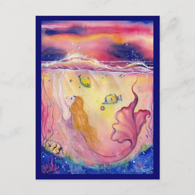 Colorful Mermaid Postcard By Renee L.Lavoie (Front)