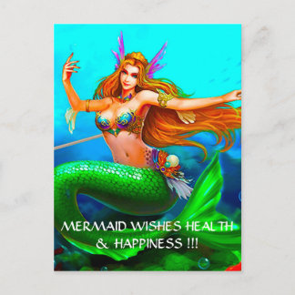 COLORFUL MERMAID PRINCESS POSTCARD
