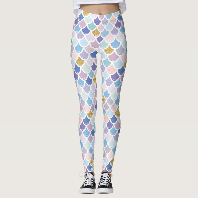 Colorful Mermaid Scale Leggings (Front)