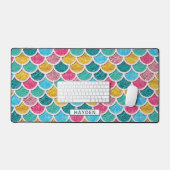 Colorful Mermaid Scales Add Name Desk Mat (Keyboard & Mouse)