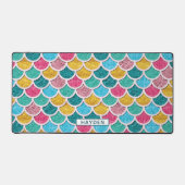 Colorful Mermaid Scales Add Name Desk Mat (Front)