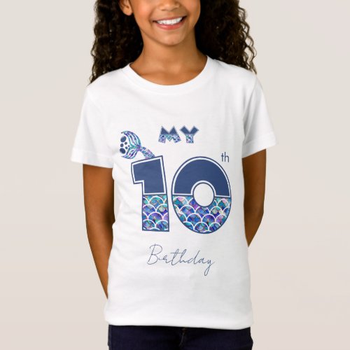 Colorful Mermaid Scales Girls 10th and Up Birthday T_Shirt