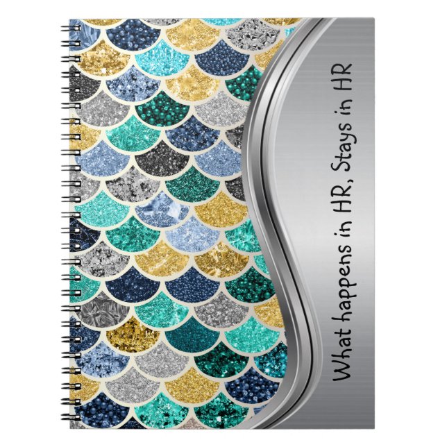 Colorful Mermaid Scales HR humor Notebook Journal (Front)