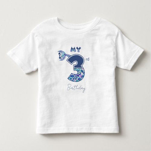 Colorful Mermaid Scales Little Girls 3rd Birthday Toddler T_shirt