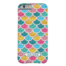 Colorful Mermaid Scales Monogram Barely There iPhone 6 Case