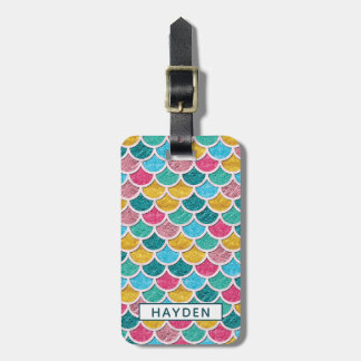 Colorful Mermaid Scales Monogram Luggage Tag