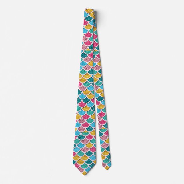 Colorful Mermaid Scales Neck Tie (Front)