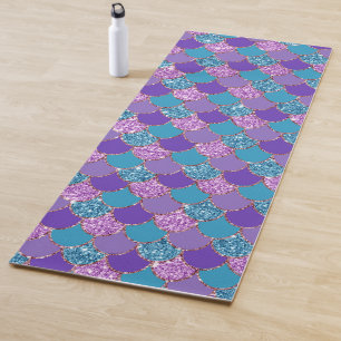 Colorful mermaid scales pattern bath towel set yoga mat