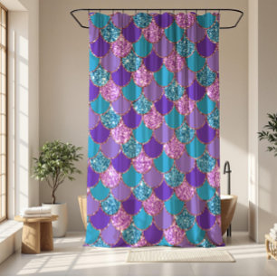 Colorful mermaid scales pattern shower curtain