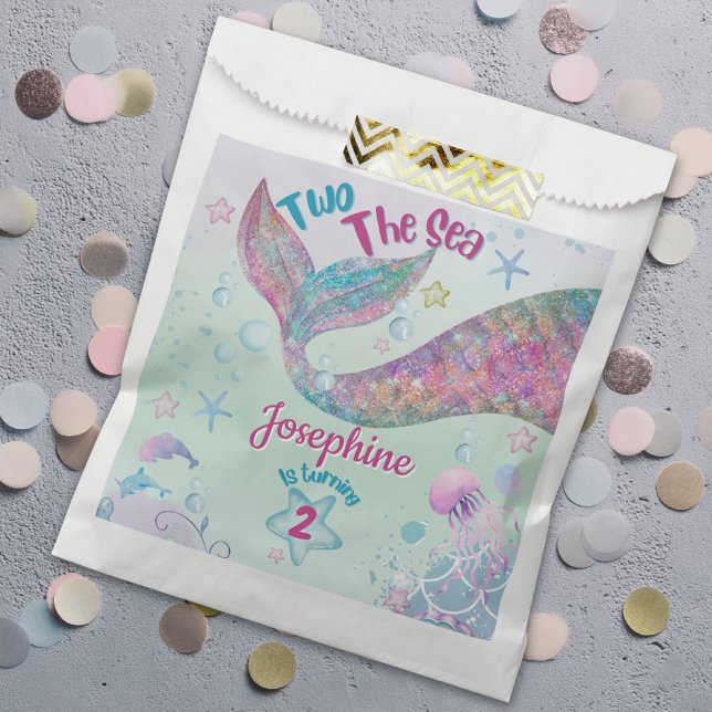 Colorful Mermaid second birthday Favor Bag (Creator Uploaded)