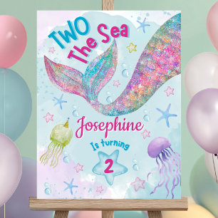 Colorful Mermaid second birthday welcome sign