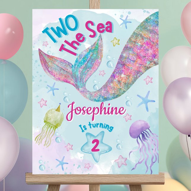 Colorful Mermaid second birthday welcome sign (Creator Uploaded)