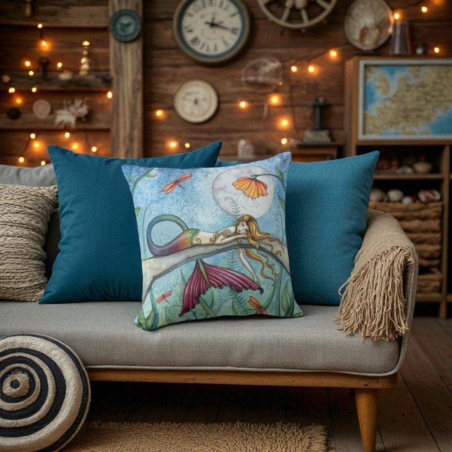 Colorful Mermaid Throw Pillow (Creator Uploaded)