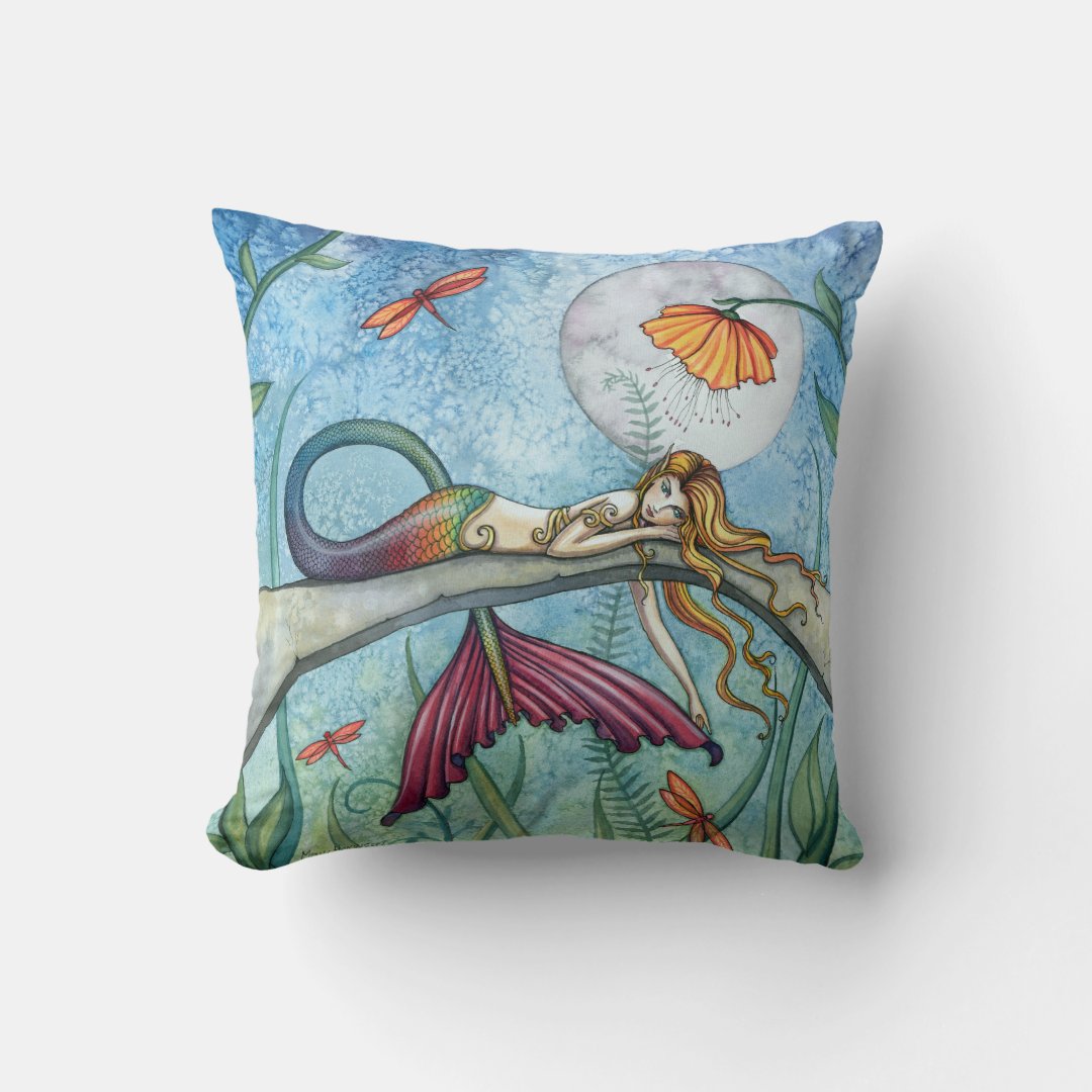 Colorful Mermaid Throw Pillow | Zazzle