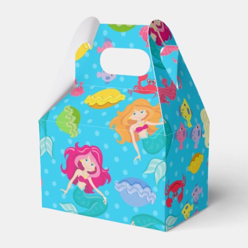 Colorful Mermaid under The Sea on Blue Background Favor Boxes
