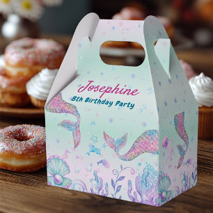 Colorful Mermaid watercolor birthday Favor Boxes