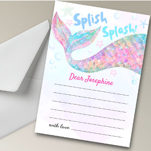 Colorful Mermaid Watercolor birthday time capsule Note Card