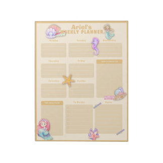 Colorful Mermaid Weekly Calendar Notepad