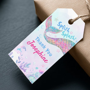 Colorful mermaid whimsical birthday custom gift tags