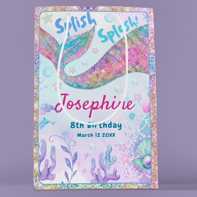 Colorful Mermaid whimsical birthday Medium Gift Bag (Creator Uploaded)
