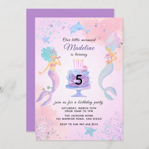 Colorful Mermaids Under The Sea Birthday Party Invitation