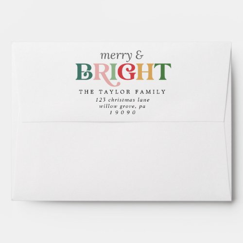 Colorful Merry and Bright Christmas Card Envelope