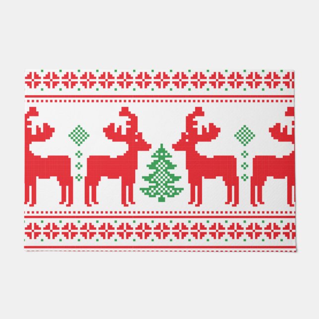 Colorful Merry and Bright Christmas Family Gifts   Doormat (Front)
