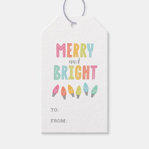 Colorful Merry and Bright Christmas Gift Tags