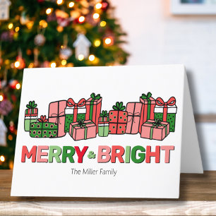 Colorful Merry And Bright Christmas Holiday Card