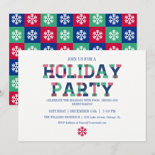 Colorful Merry And Bright Christmas Invite Card (Front/Back)