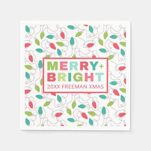 Colorful Merry and Bright Christmas Napkins