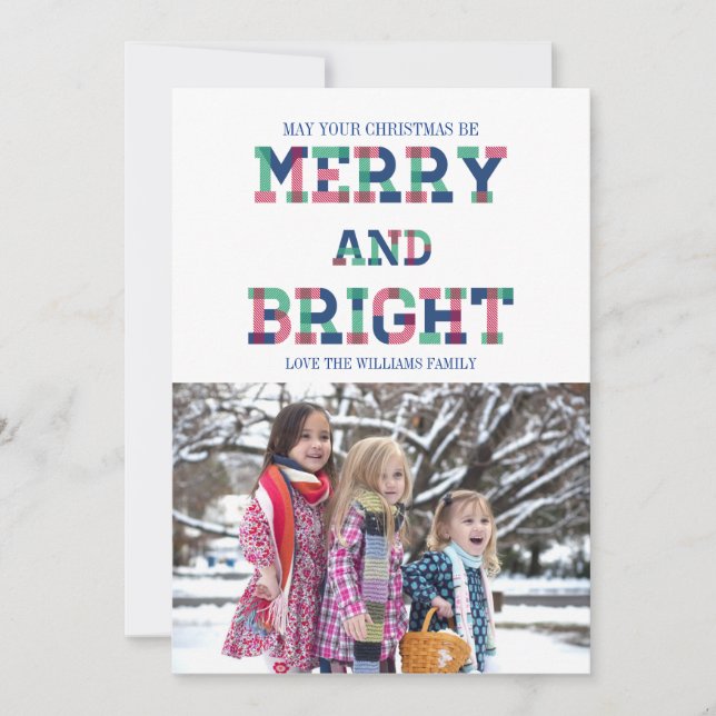 Colorful Merry And Bright Christmas Photo Card (Front)