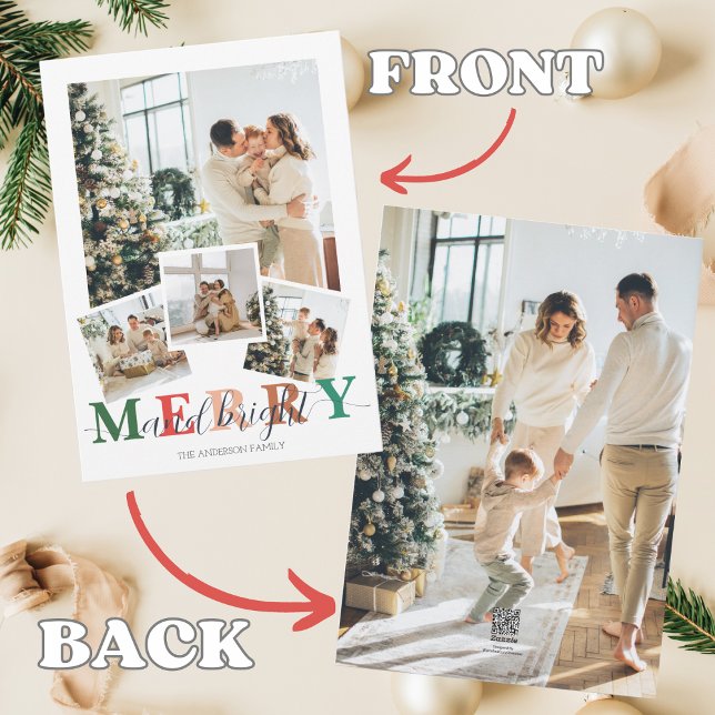 Colorful Merry and Bright Christmas Photo Holiday Card (Creator Uploaded)