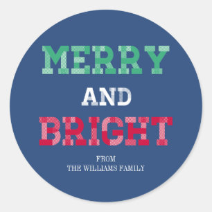 Colorful Merry And Bright Christmas Sticker
