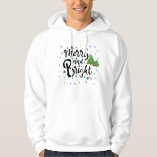 Colorful Merry And Bright Christmas Typography Hoodie