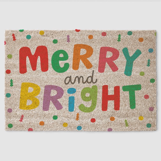 Colorful Merry and Bright Coir Mat (Front)