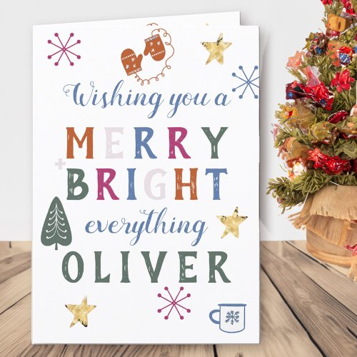 Colorful Merry and Bright Everything Scandi Holiday Card