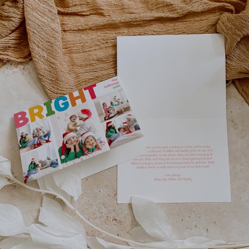 Colorful Merry and Bright Folded Five Photo Holiday Card